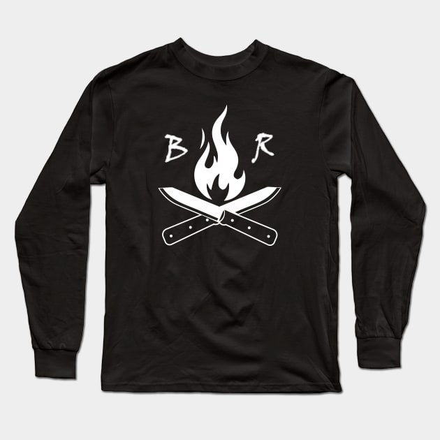 Baba Ross Bushcraft Logo for Dark Backgrounds Long Sleeve T-Shirt by Baba Ross Bushcraft